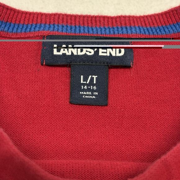 Lands End Christmas Sweater Christmas Wreath With Dogs Red Women’s Size L - Picture 3 of 8